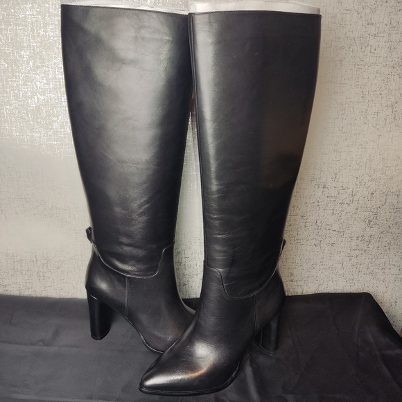 Graciana Black Leather Tall Boots - Picture 1 of 14
